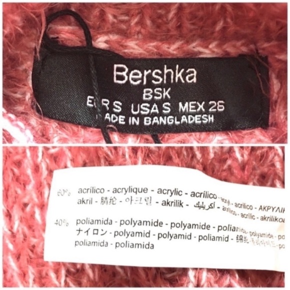 BERSHKA Turtleneck Chunky Oversized Ribbed Textured Sweater in Coral Pink - Picture 5 of 7
